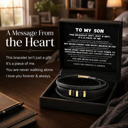 Für meinen Sohn – „Never Walk Alone“-Armband-Set 🖤