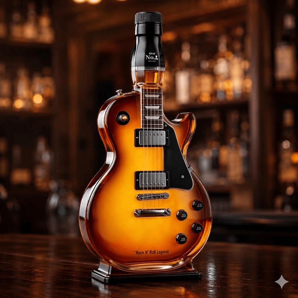 🤘Appetit auf Rock: Vintage Sunburst Gitarrenfigur als Spirituosenflasche🎸✨