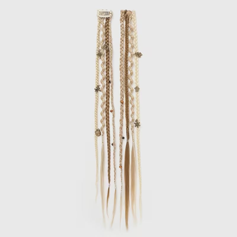 🔥🆕 2026 Boho-Dreadlock-Clip-In-Haarverlängerungen 🌿 – 20" geflochtenes Haar mit Perlen und Anhängern