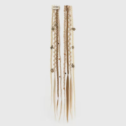 🔥🆕 2026 Boho-Dreadlock-Clip-In-Haarverlängerungen 🌿 – 20" geflochtenes Haar mit Perlen und Anhängern