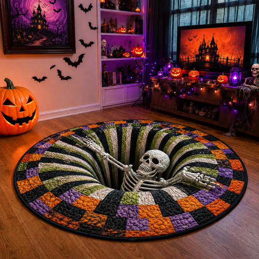 🎃3D-Skelett-Vortex-Steppte runde Halloween-Teppich