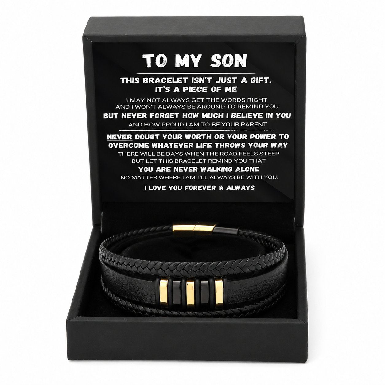 Für meinen Sohn – „Never Walk Alone“-Armband-Set 🖤