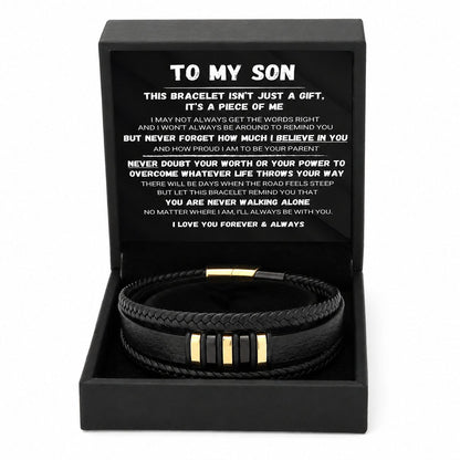 Für meinen Sohn – „Never Walk Alone“-Armband-Set 🖤