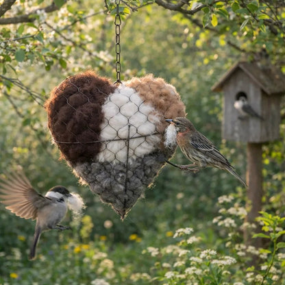 🕊️ Handgefertigtes Vogelnest aus Alpakafaser in Form eines Herzen