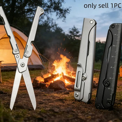 ✂️ 2-in-1 Faltbare EDC-Schere mit integriertem Lineal