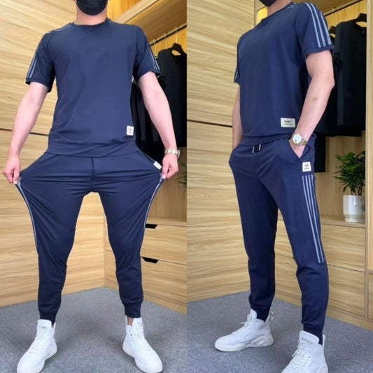 2-teiliges Herren-Set aus hochelastischem Kurzarm-Oberteil und Jogginghose