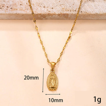 Anhänger mit der Jungfrau Maria aus goldfarbenem Edelstahl