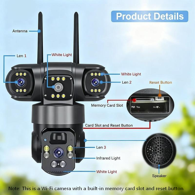⏳Zeitlich begrenztes Sonderangebot⏰ 6K-9-MP-WLAN-Überwachungskamera für den Außenbereich | 10-facher Zoom, 3 Objektive, 360°-PTZ | Wasserdicht nach IP66, Farb-Nachtsicht, Zwei-Wege-Audio, Bewegungserkennung