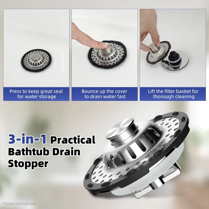 Black Friday Angebot: 49 % Rabatt 🔥 3-in-1 Pop-Up-Badewannenabflussstopfen mit sichtbarem Haarfänger