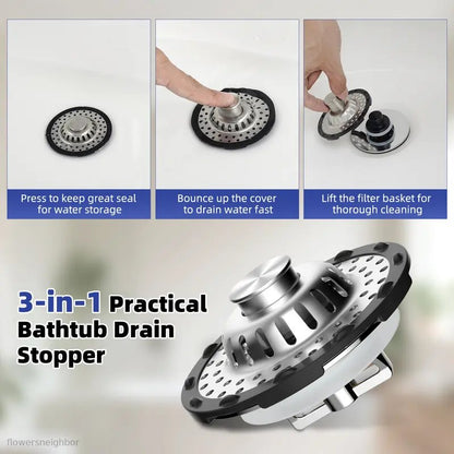 Black Friday Angebot: 49 % Rabatt 🔥 3-in-1 Pop-Up-Badewannenabflussstopfen mit sichtbarem Haarfänger