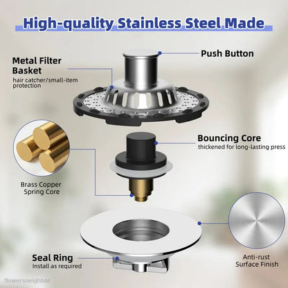 Black Friday Angebot: 49 % Rabatt 🔥 3-in-1 Pop-Up-Badewannenabflussstopfen mit sichtbarem Haarfänger